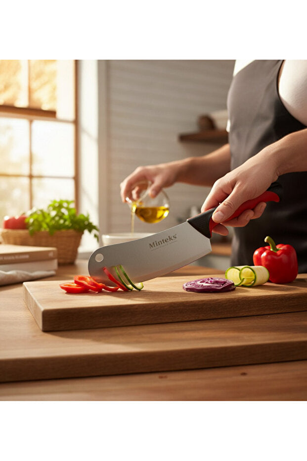 Minteks Home Comfora Paslanmaz Çelik Salata Bıçağı – Ergonomik Çift Renkli Sap