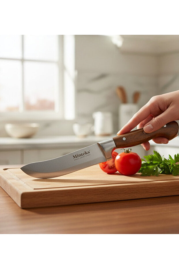 Minteks Home 23 cm Ahşap Saplı Çelik Bilezikli İnci Kaplama Sıyırma Bıçağı